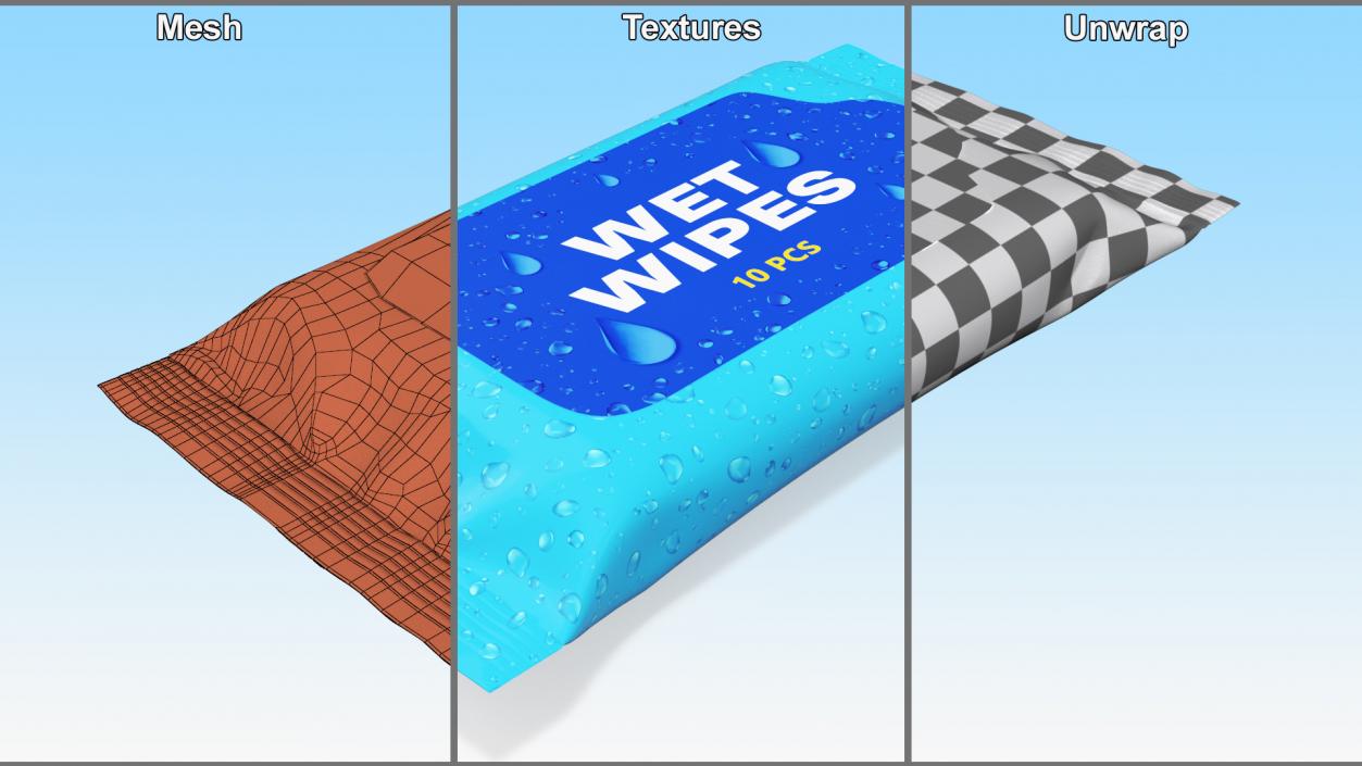 3D model Small Wet Wipes Package Blue 2