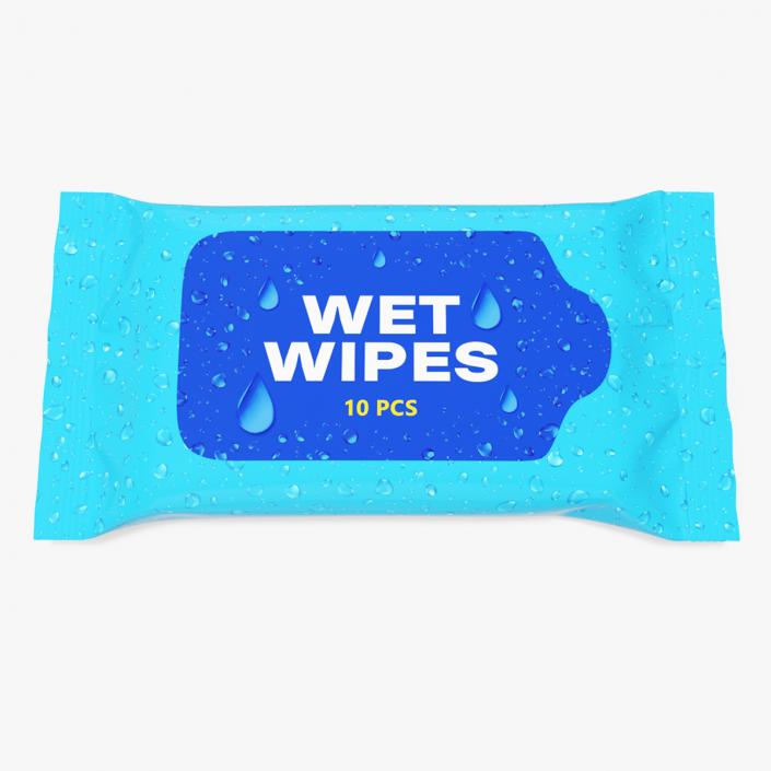 3D model Small Wet Wipes Package Blue 2