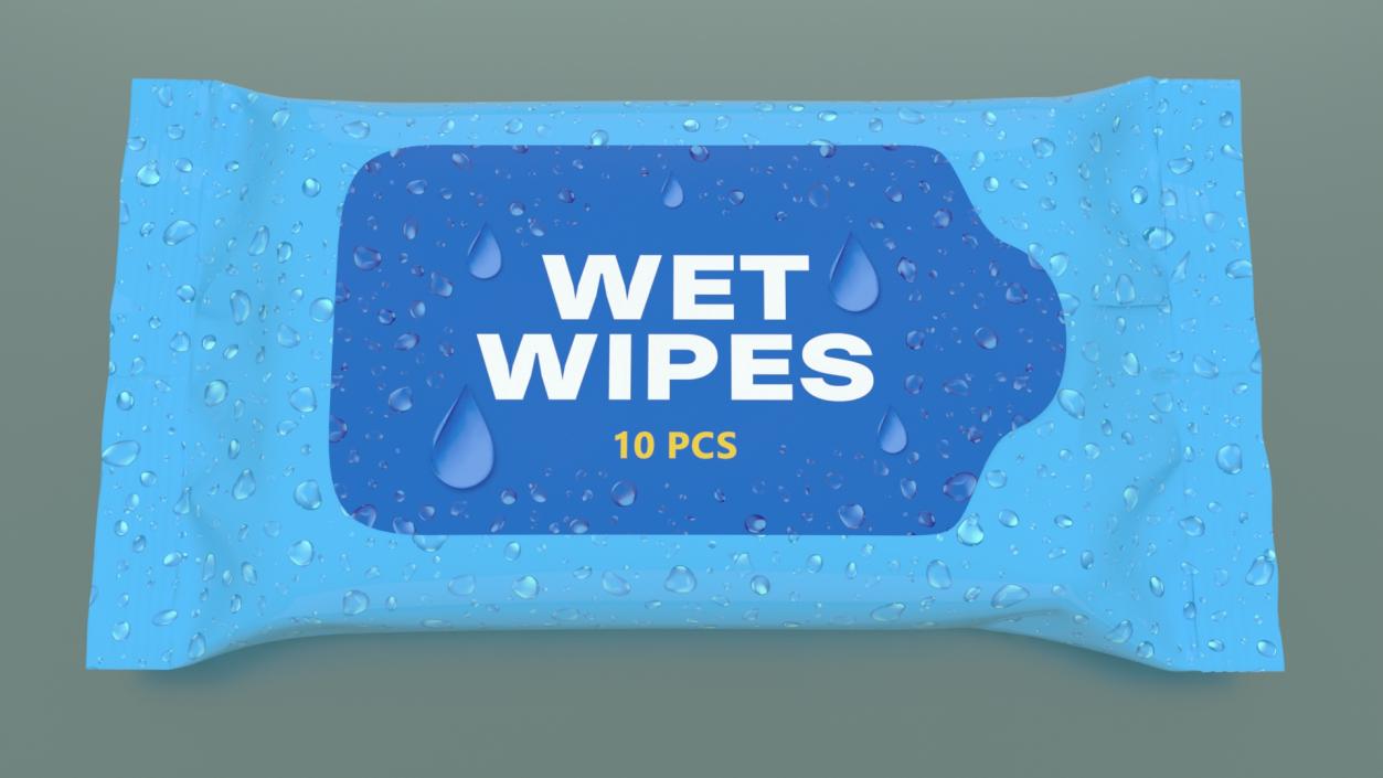 3D model Small Wet Wipes Package Blue 2