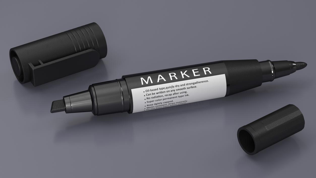 3D model Double-Ended Marker Black Open