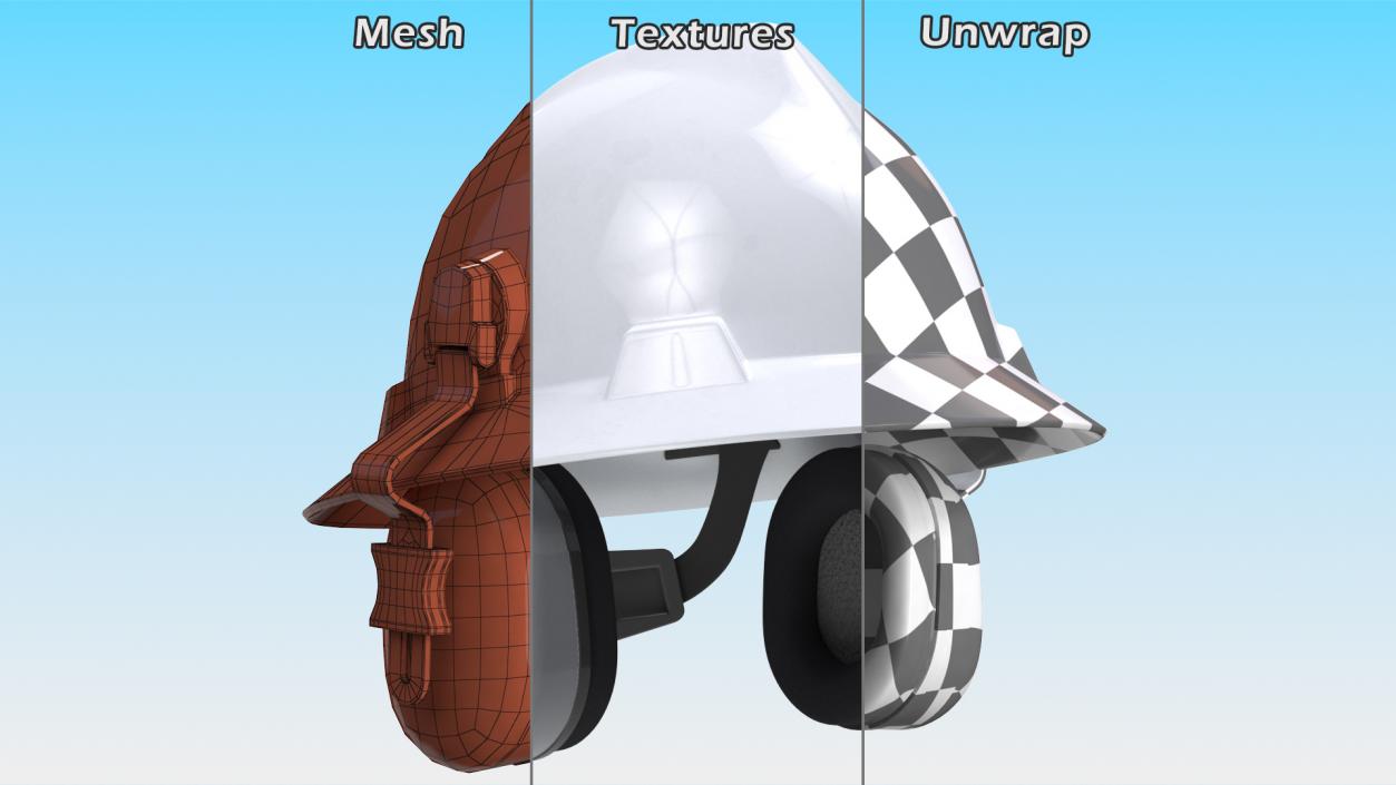 Safety Helmet with Earmuffs 3D