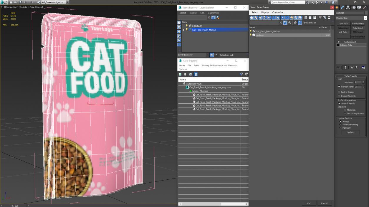 3D Cat Food Pouch Mockup