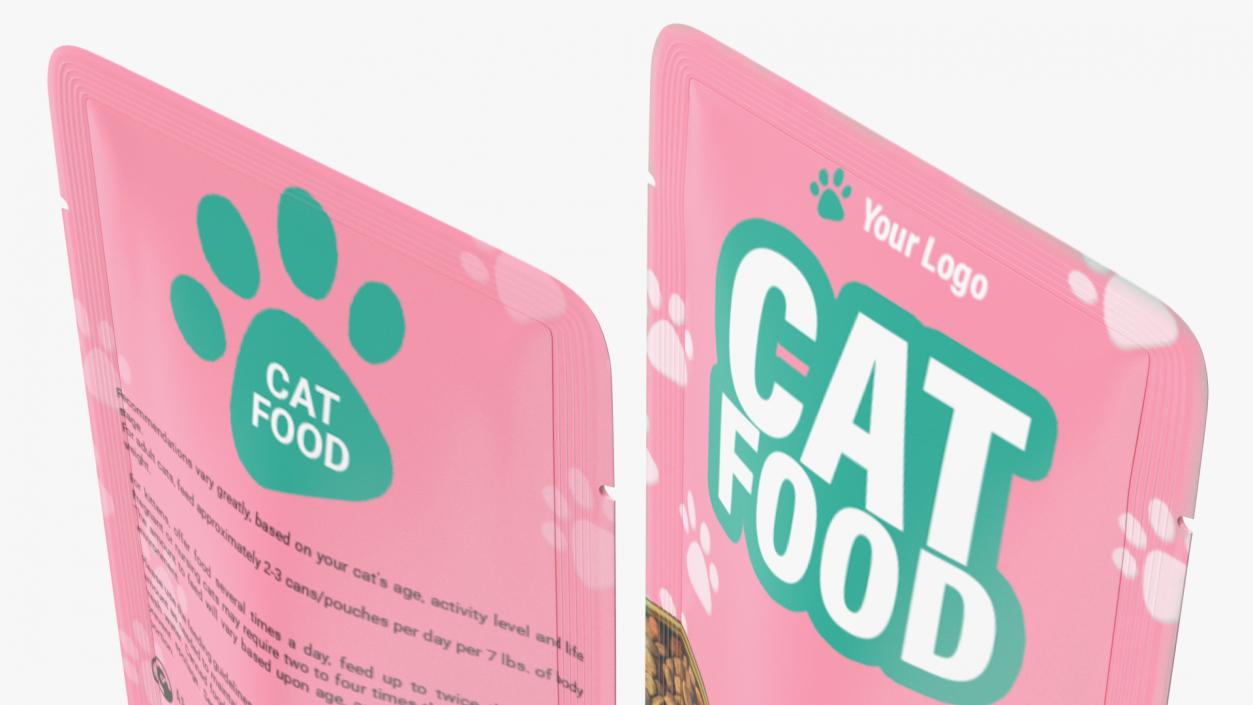 3D Cat Food Pouch Mockup