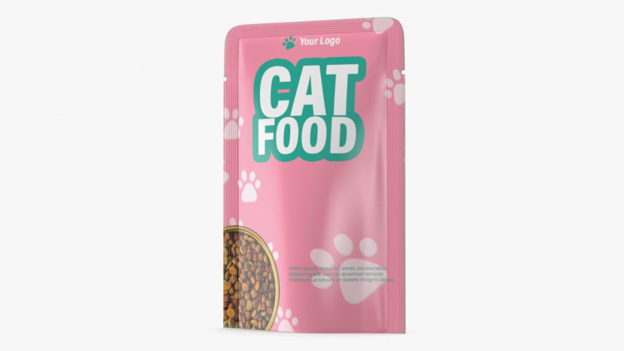 3D Cat Food Pouch Mockup