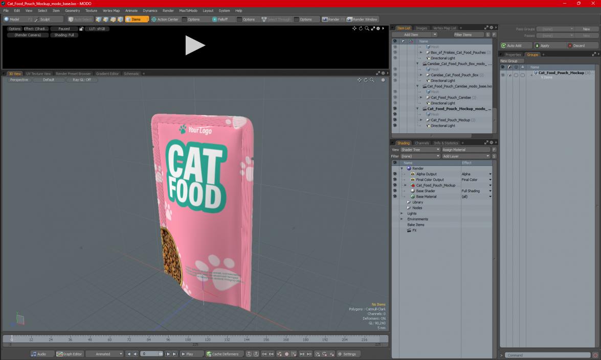 3D Cat Food Pouch Mockup