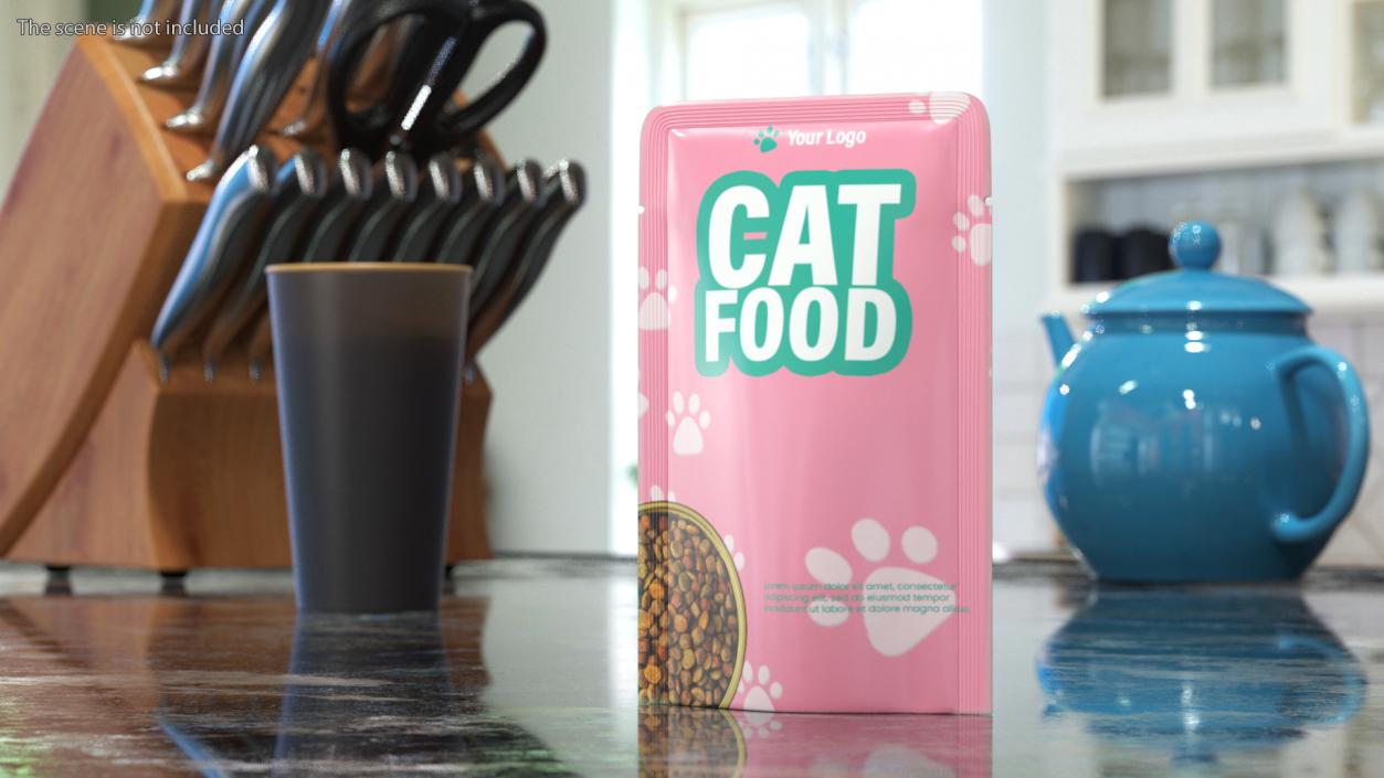 3D Cat Food Pouch Mockup