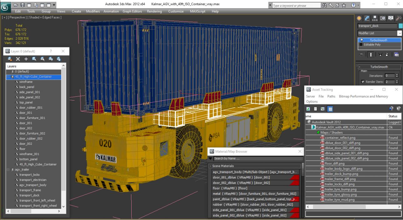 Kalmar AGV with 40ft ISO Container 3D model