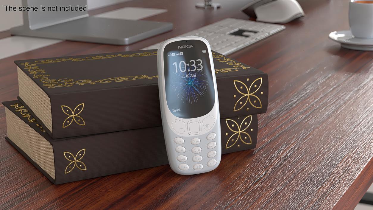 Grey Nokia 3310 New Lights On 3D model