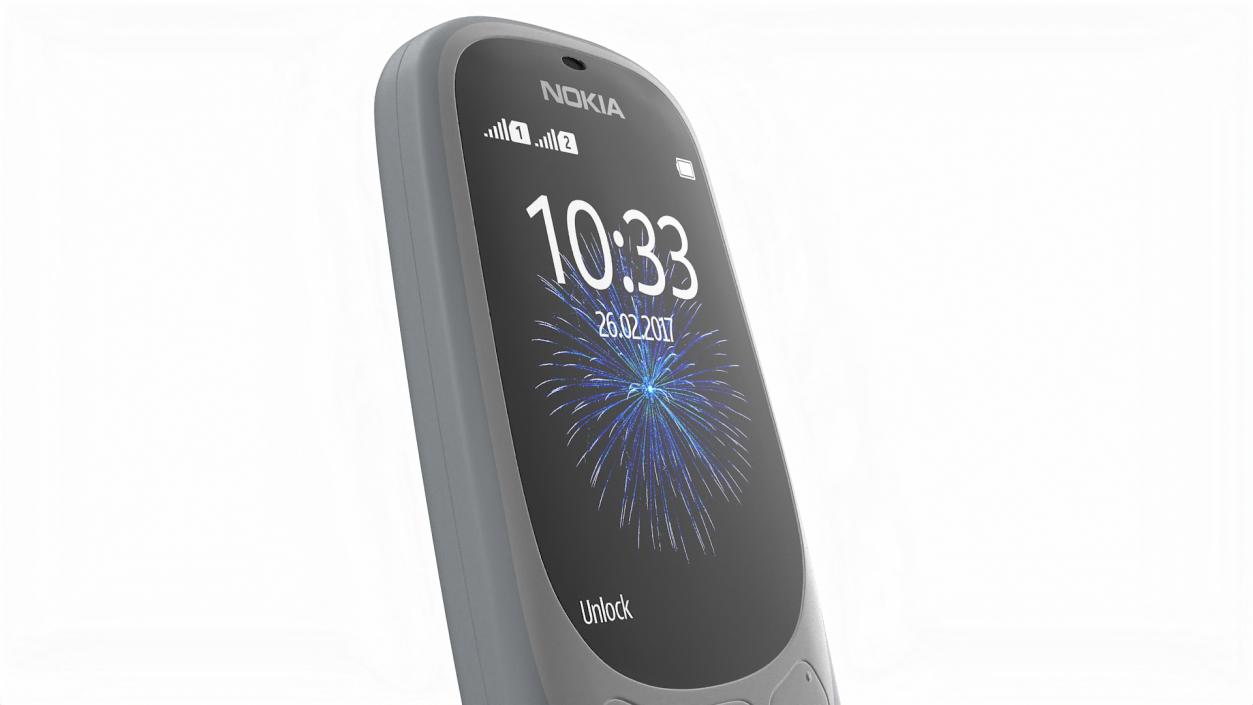 Grey Nokia 3310 New Lights On 3D model