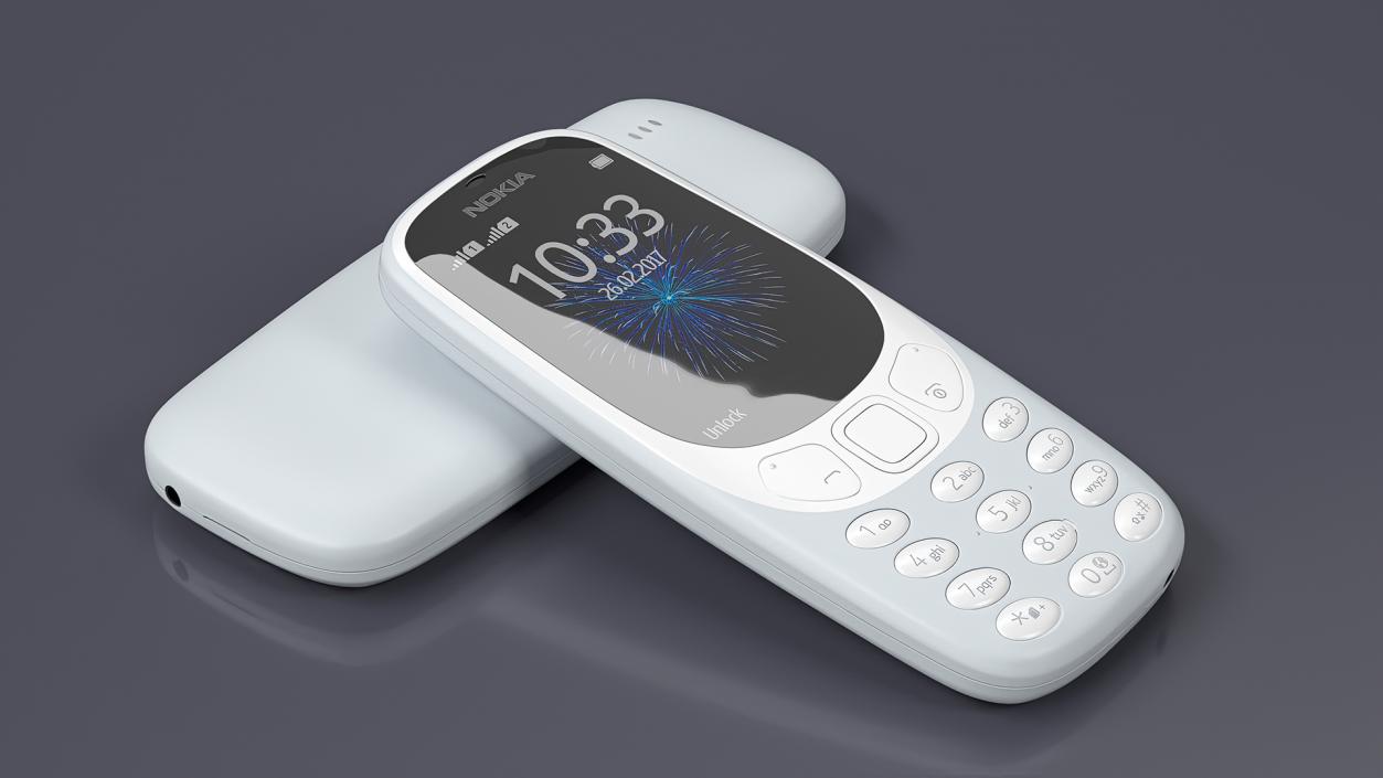 Grey Nokia 3310 New Lights On 3D model