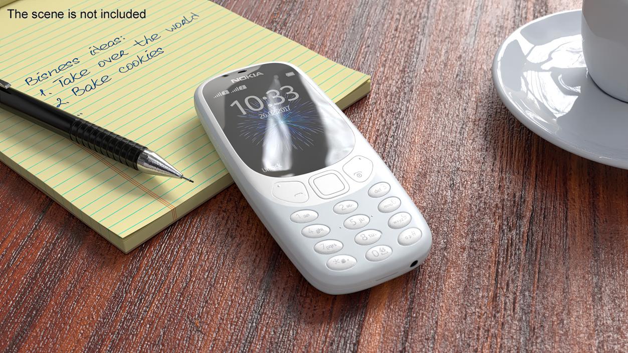 Grey Nokia 3310 New Lights On 3D model