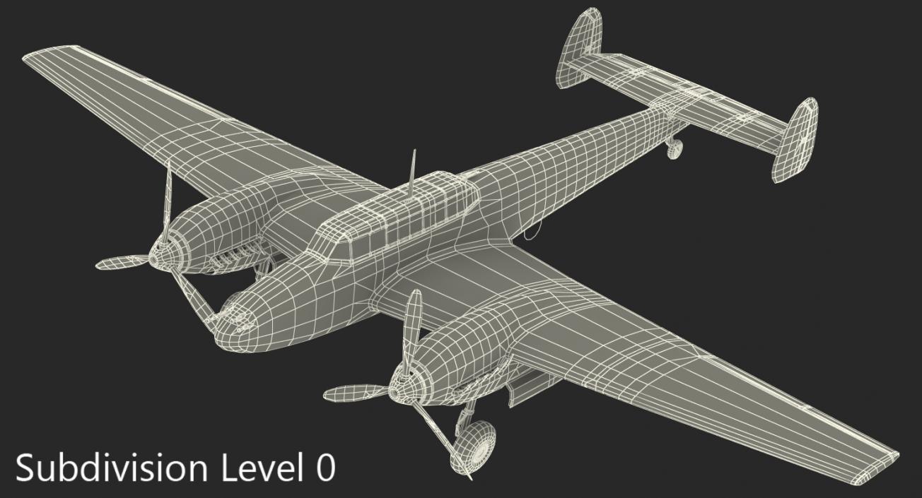 3D German WWII Heavy Fighter Messerschmitt Bf 110 Rigged model