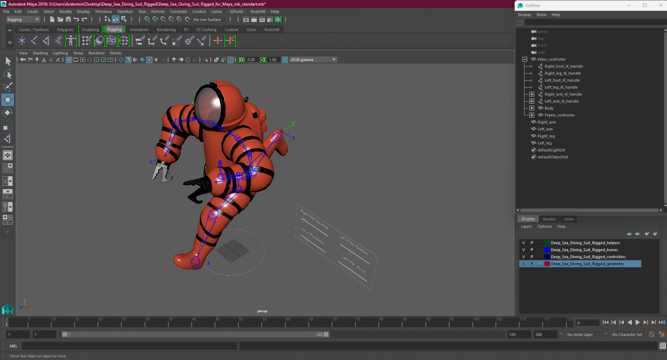 3D Deep Sea Diving Suit Rigged for Maya 2 model