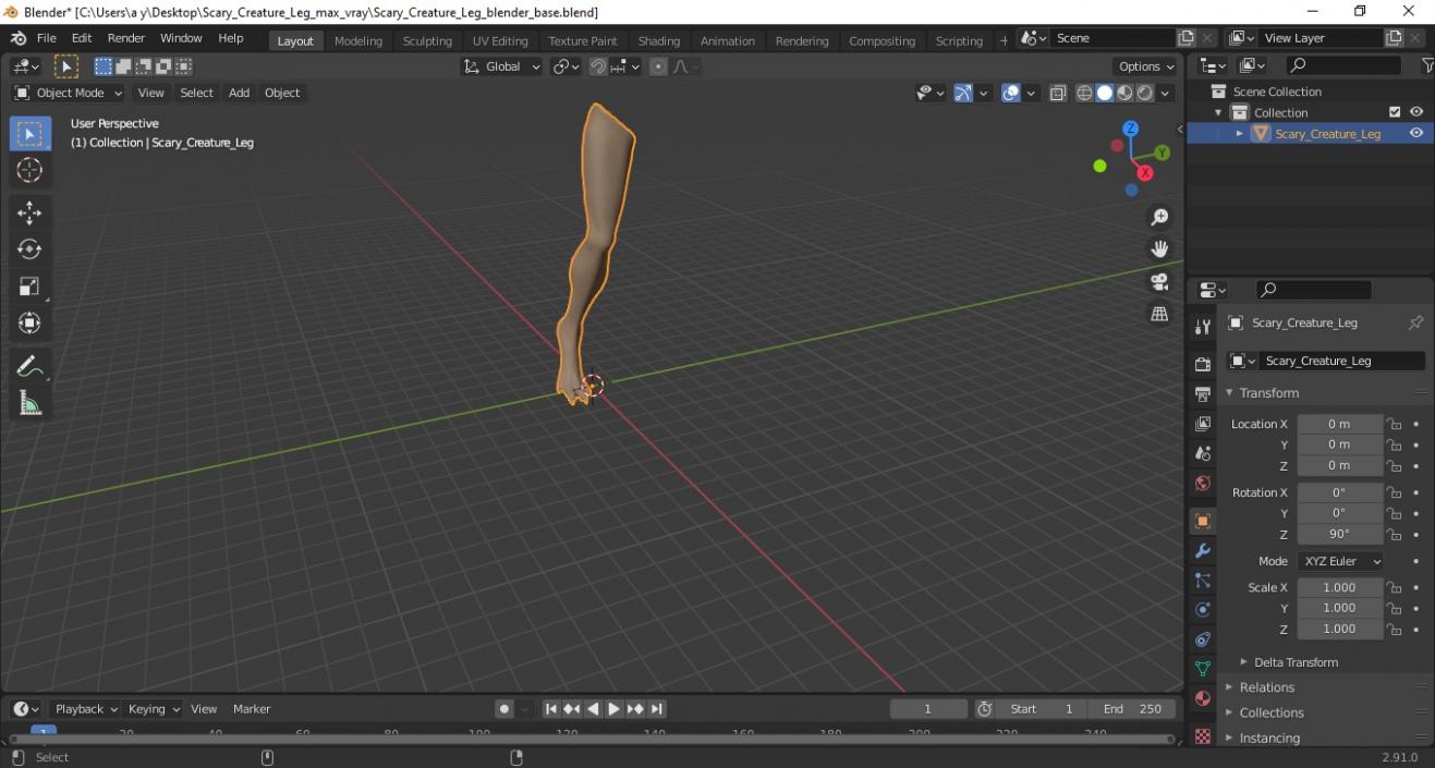 3D Scary Creature Leg model