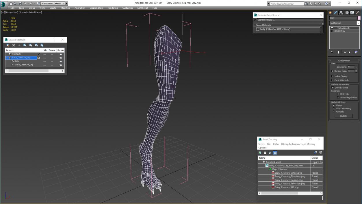 3D Scary Creature Leg model