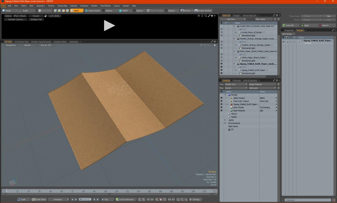 3D model Zigzag Folded Kraft Paper