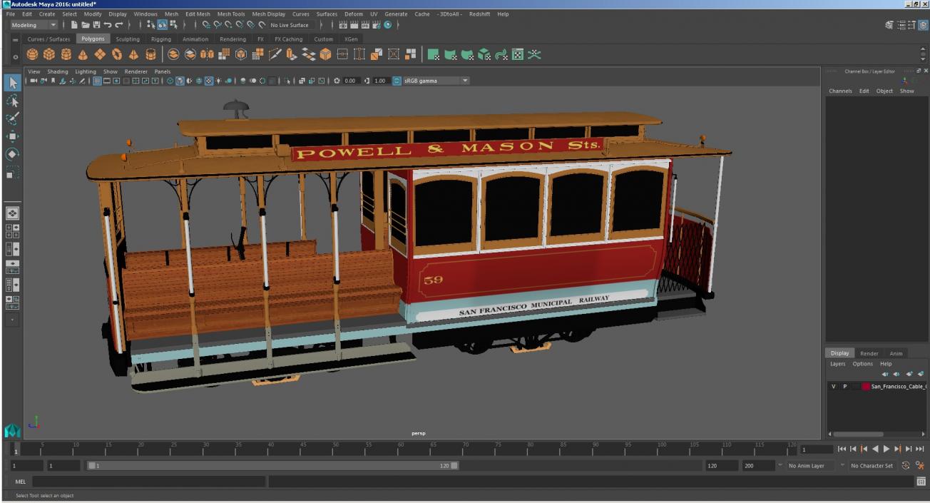 3D San Francisco Cable Car model