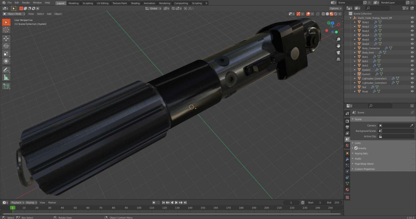 3D model Darth Vader Energy Sword Off 2