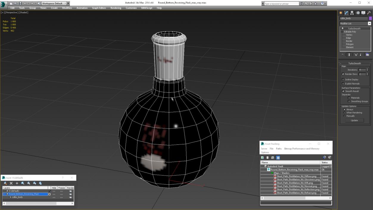 3D Round Bottom Receiving Flask model