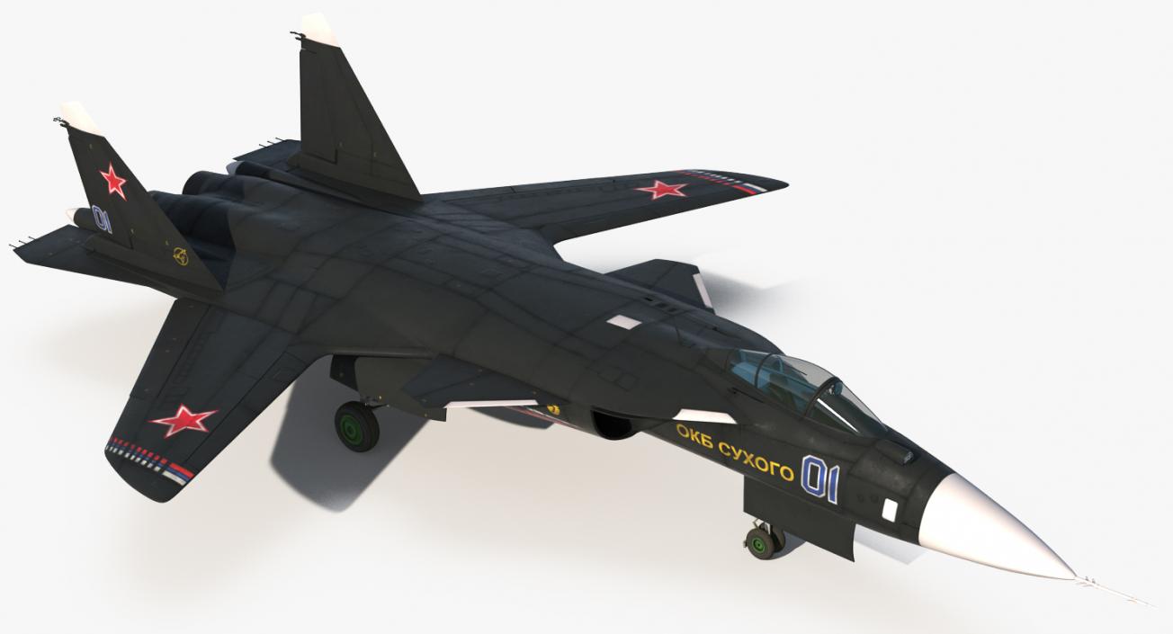 3D model Sukhoi Su-47 Berkut Russin Jet Fighter Rigged