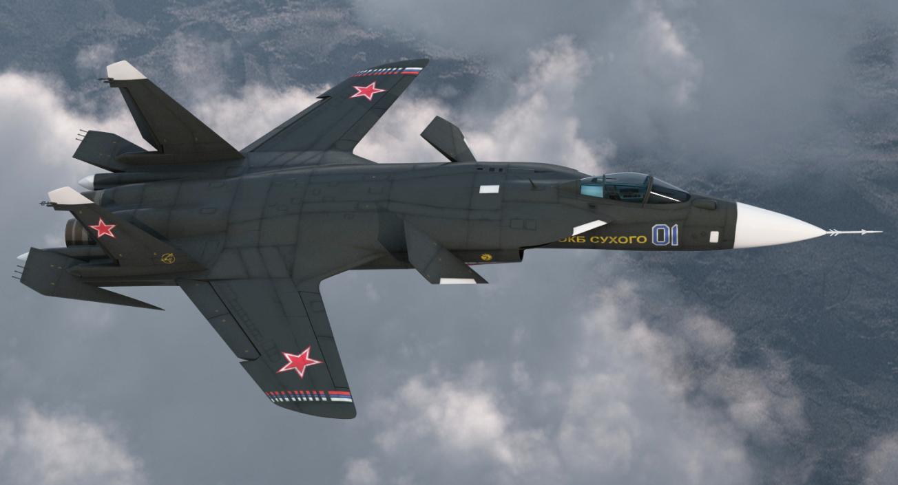 3D model Sukhoi Su-47 Berkut Russin Jet Fighter Rigged