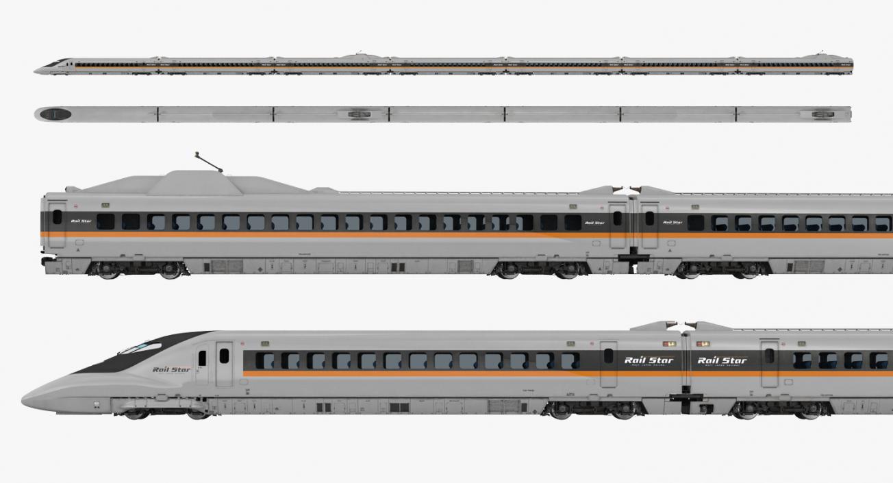 Bullet Train Rail Star Rigged 3D model