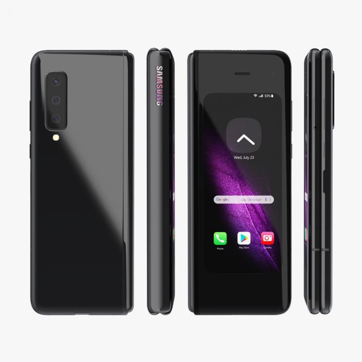 Samsung Galaxy Fold Black Folded 3D