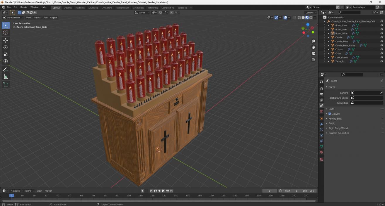 3D Church Votive Candle Stand Wooden Cabinet 2 model