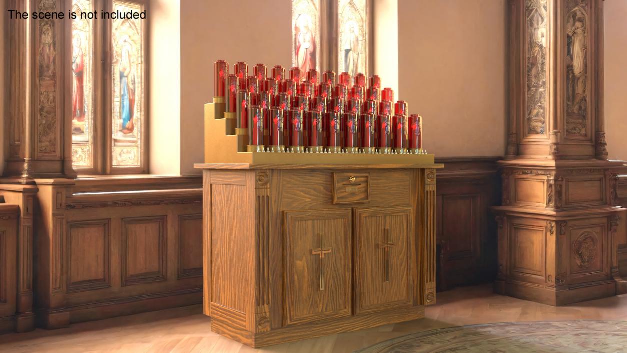 3D Church Votive Candle Stand Wooden Cabinet 2 model