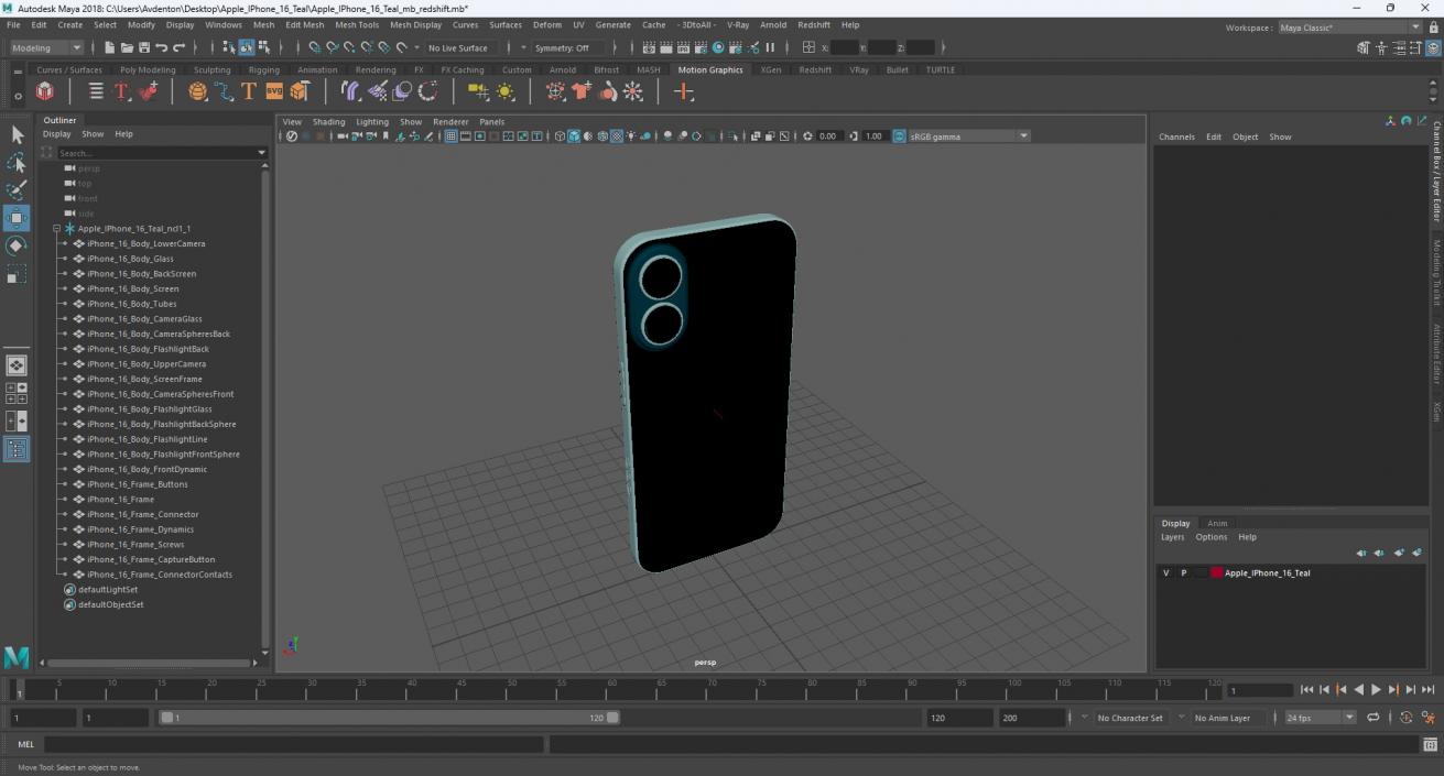 3D model Apple IPhone 16 Teal