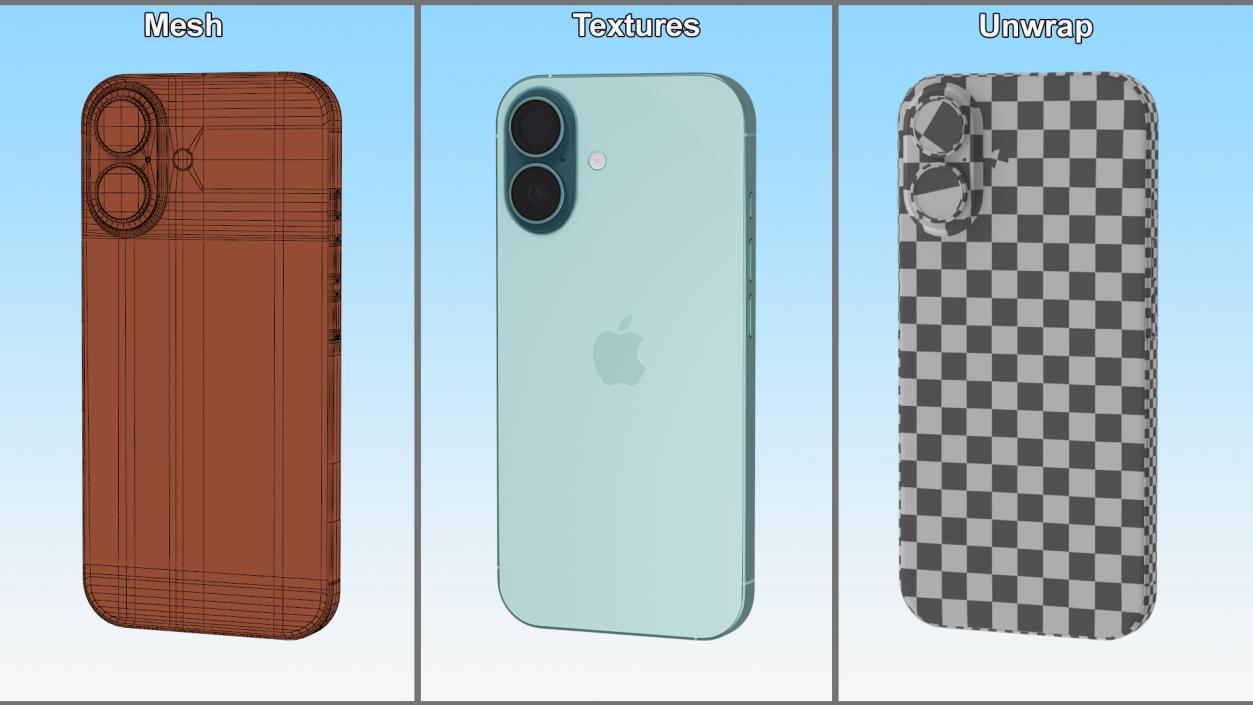 3D model Apple IPhone 16 Teal