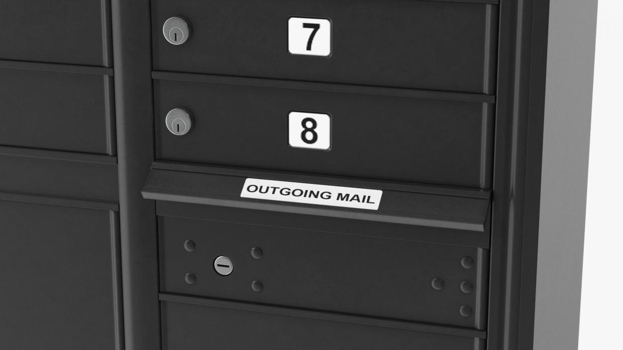 3D Black Eight Door Two Parcel Cluster Mailbox model