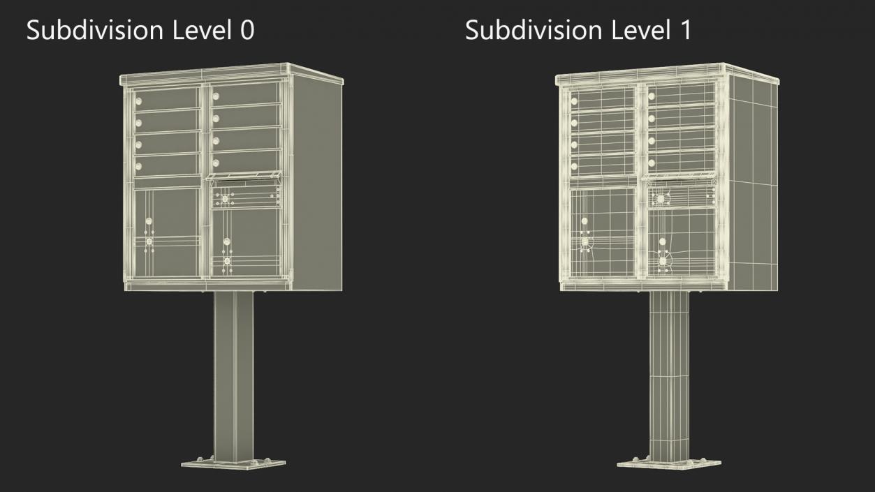 3D Black Eight Door Two Parcel Cluster Mailbox model