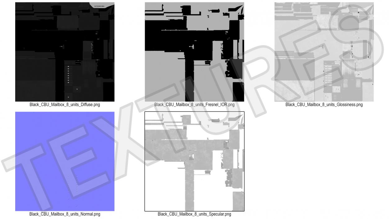 3D Black Eight Door Two Parcel Cluster Mailbox model