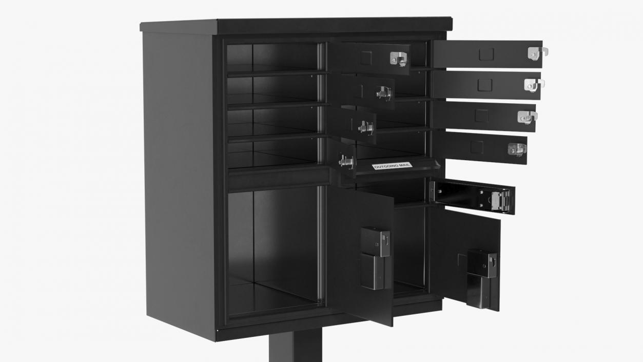 3D Black Eight Door Two Parcel Cluster Mailbox model