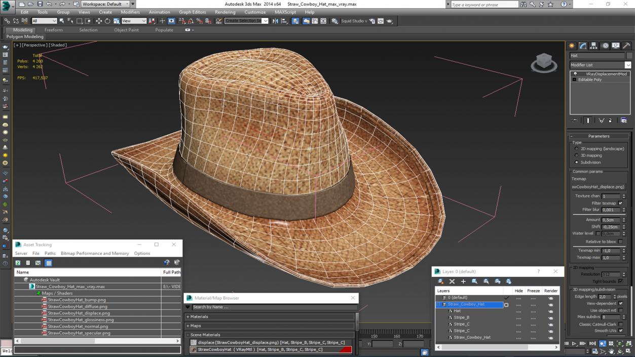 3D Straw Cowboy Hat 2 model