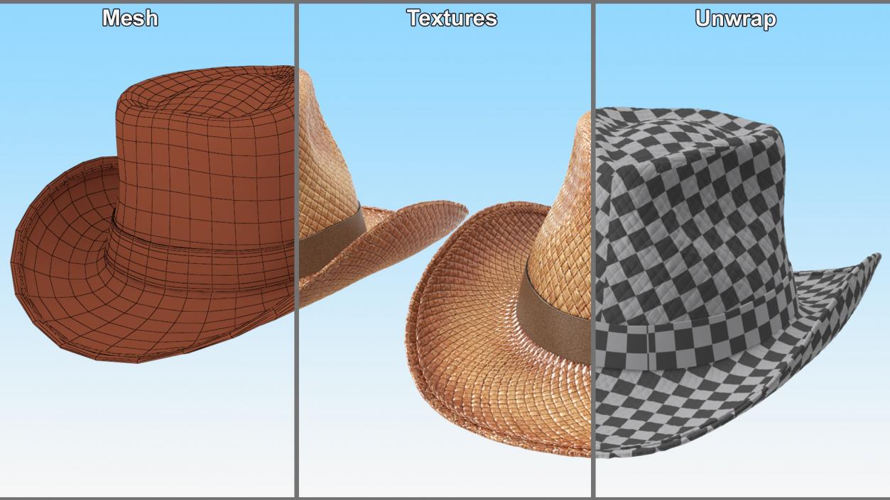 3D Straw Cowboy Hat 2 model