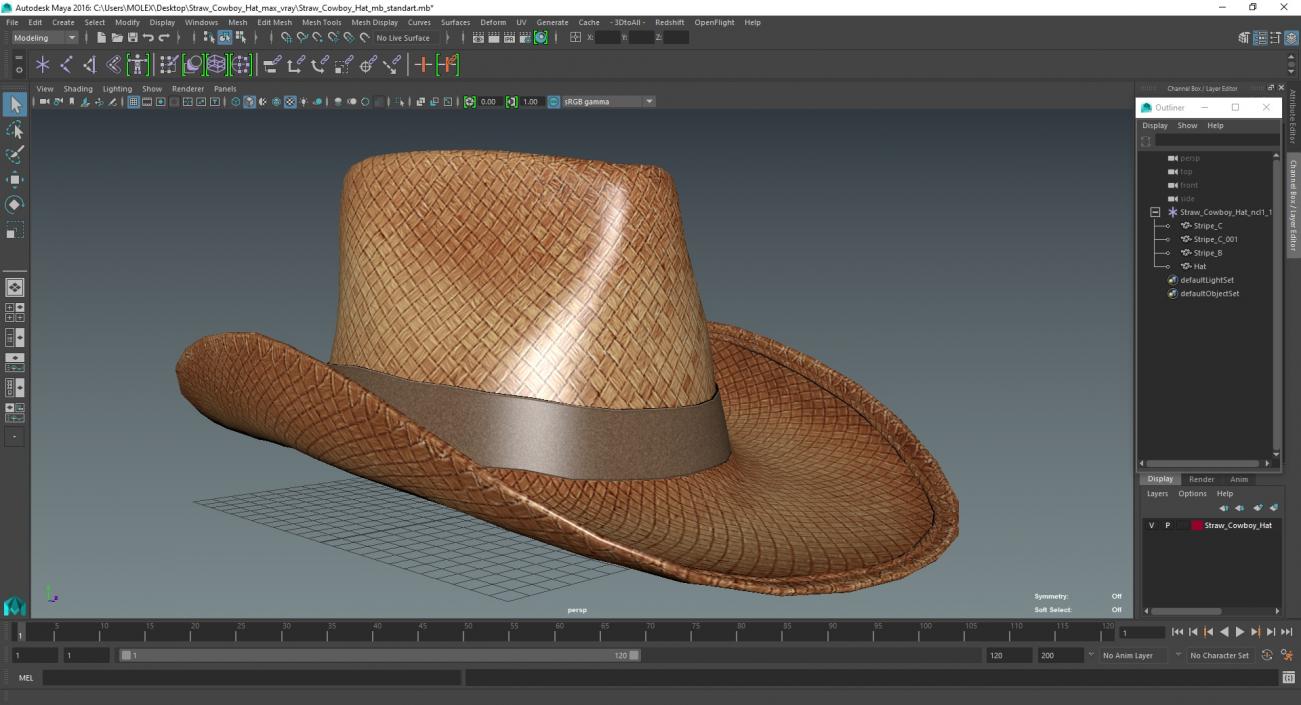 3D Straw Cowboy Hat 2 model