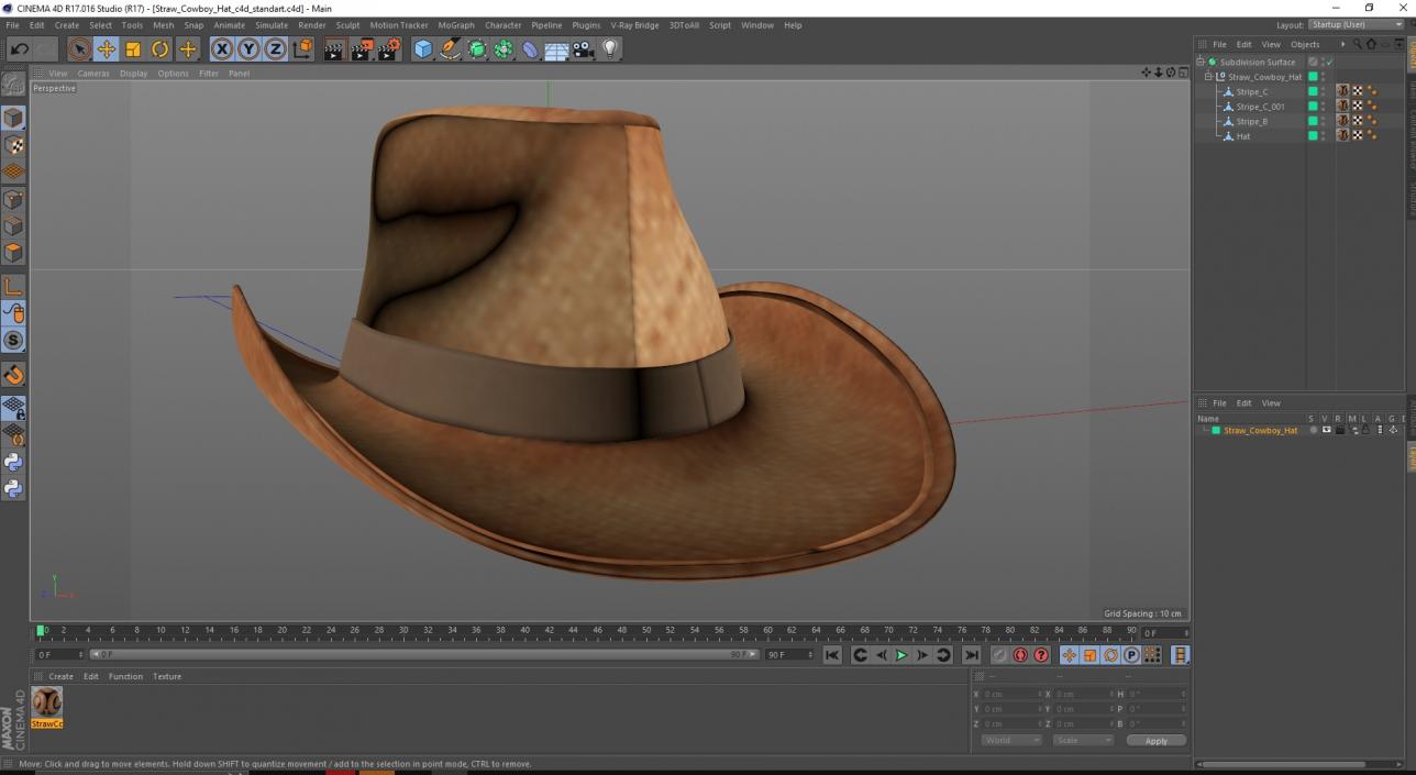 3D Straw Cowboy Hat 2 model