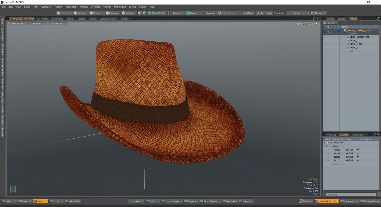 3D Straw Cowboy Hat 2 model