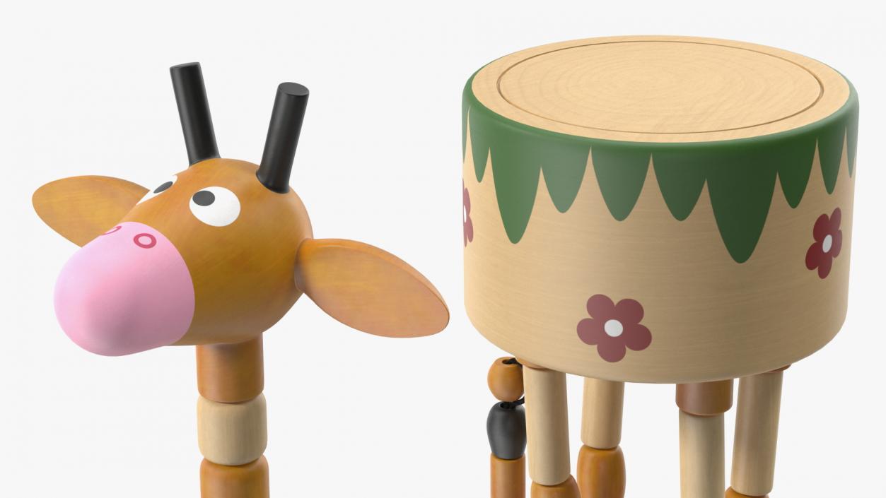 Giraffe Push Puppet Toy Rigged for Modo 3D model