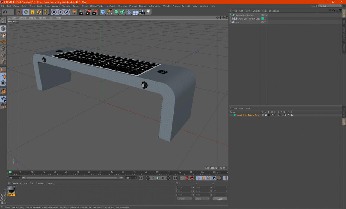 Smart Solar Bench Grey 2 3D model