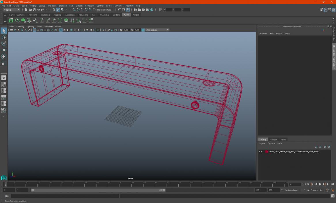 Smart Solar Bench Grey 2 3D model