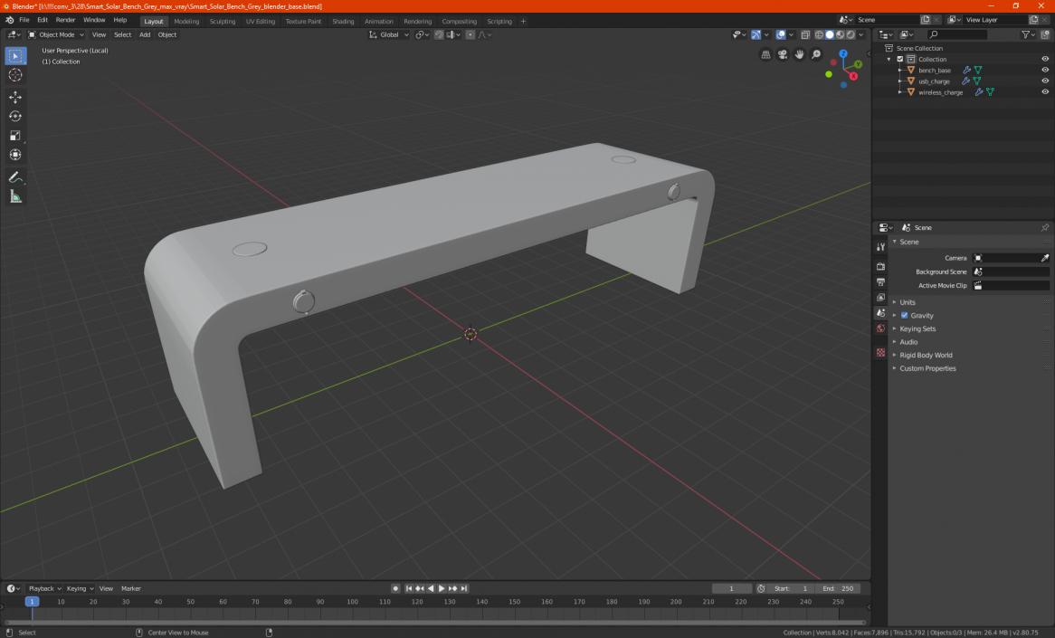 Smart Solar Bench Grey 2 3D model