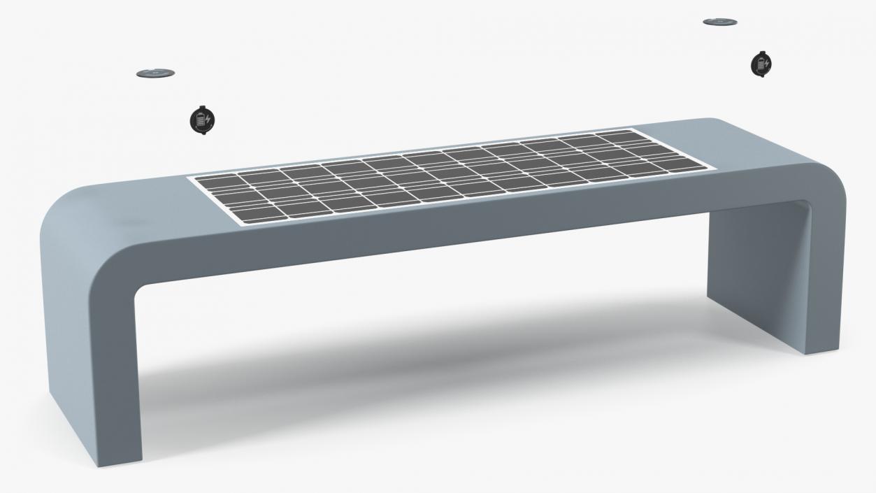 Smart Solar Bench Grey 2 3D model