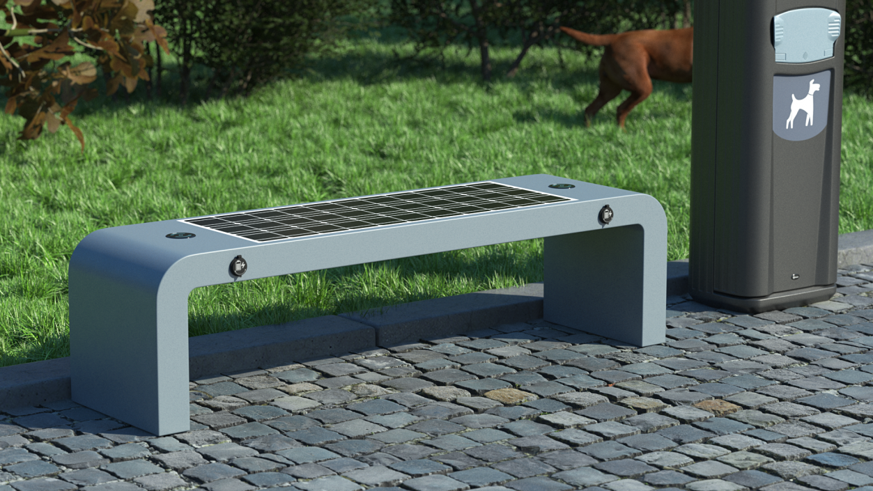 Smart Solar Bench Grey 2 3D model