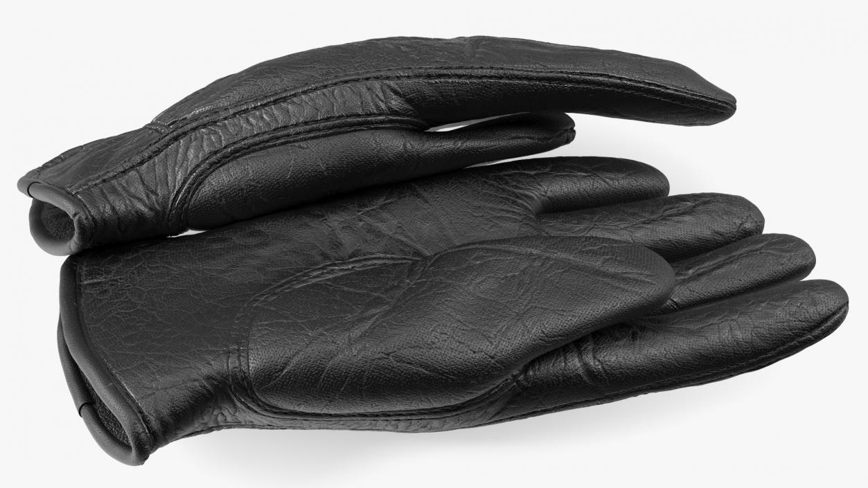 3D Mens Full Grain Black Leather Gloves