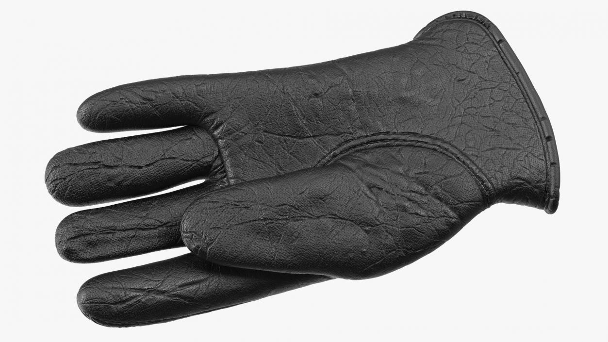 3D Mens Full Grain Black Leather Gloves