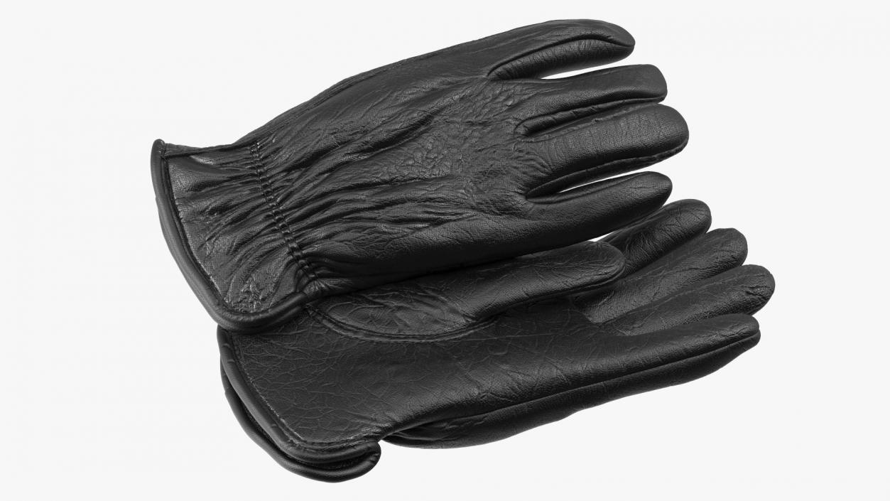 3D Mens Full Grain Black Leather Gloves