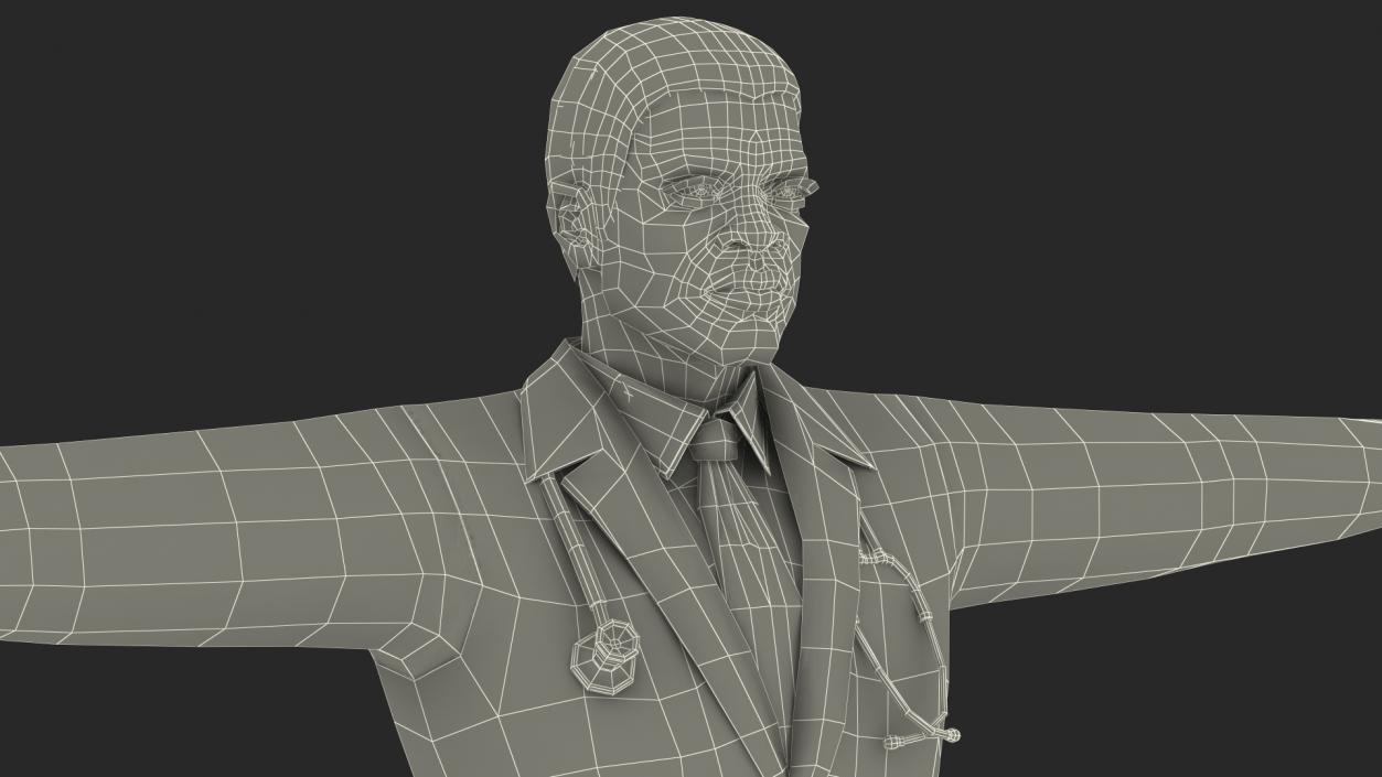 3D model Light Skin Black Male Doctor Rigged